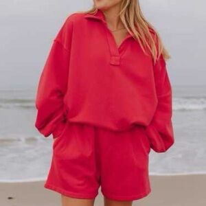 Daily Drills Oversized Collared Crew, Heart